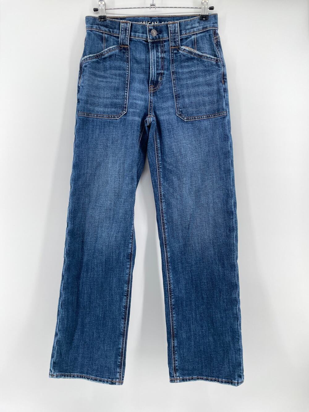 American Eagle Stovepipe Jeans Women’s 0 26x30 Stretch Medium Wash Baggy